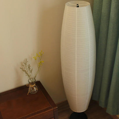 Rice Paper Column Floor Lamp with Two-Light Ambient Design