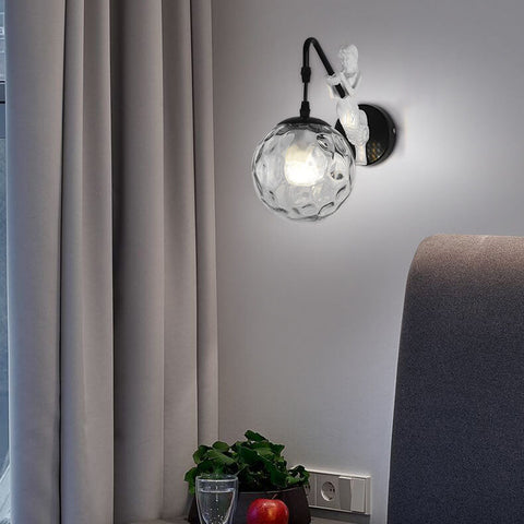 Mermaid Glass Globe Wall Sconce with Sculpted Resin Detail