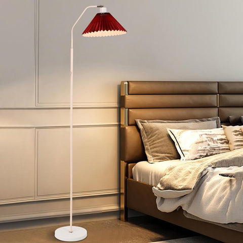 Pleated Shade Floor Lamp with Minimalist Metal Frame for Bedrooms