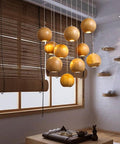 Solid Wood Globe Pendant Light with Suspended Sphere — product view