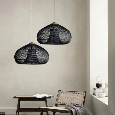 Pendant Light with Handwoven Rattan Shade