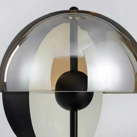 Floor Lamp with Glass Globe and Sculptural Metal Details