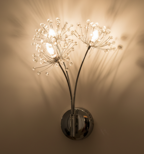 Wall Sconce with Dandelion-Shaped Crystal Clusters and LED Light