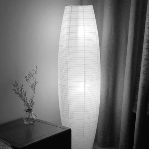 Rice Paper Column Floor Lamp with Two-Light Ambient Design