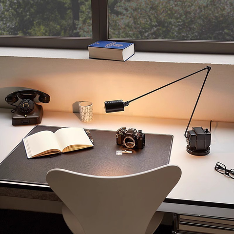 Desk Lamp with Articulated Metal Arm and Adjustable LED Light