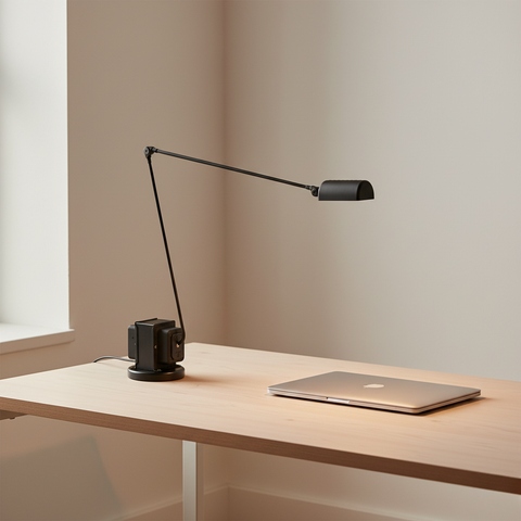 Desk Lamp with Articulated Metal Arm and Adjustable LED Light
