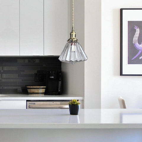 Diamond Glass Pendant Light with Metal Fitting