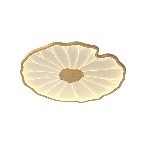 Modern Floral LED Ceiling Light with Wood Look Finish