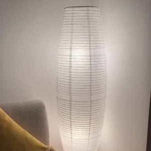 Rice Paper Column Floor Lamp with Two-Light Ambient Design