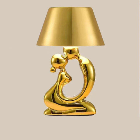 Sculptural Figure Table Lamp with Decorative Shade and Modern Artistic Design