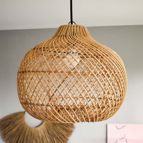 Woven Rattan Basket Pendant Light