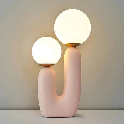 Sculptural Resin Table Lamp with Glass Globes