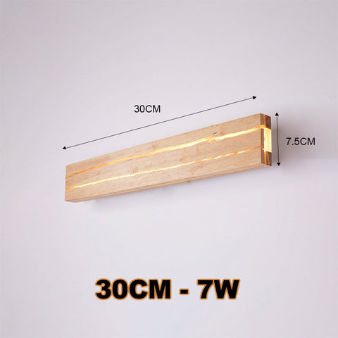 Wood LED Wall Sconce with Linear Light Detail