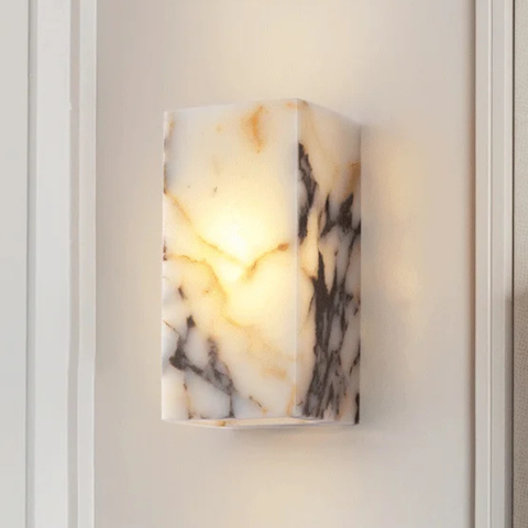 Wall Sconce with Veined Stone Body and Warm Up-and-Down Light