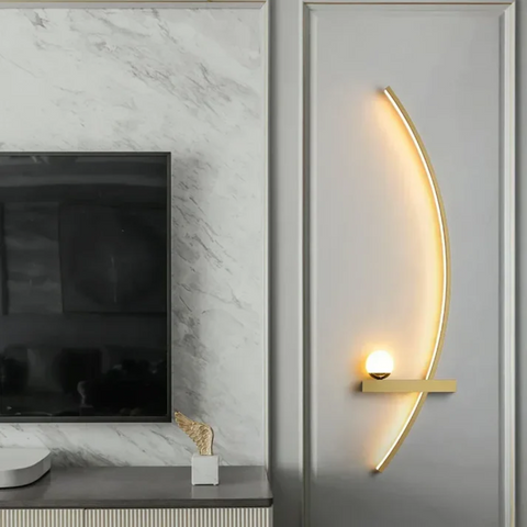 Curved LED Wall Sconce with Dual Lights and Modern Metal Frame