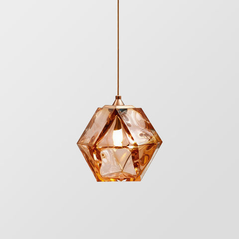 Geometric Glass Pendant Light with Faceted Shade