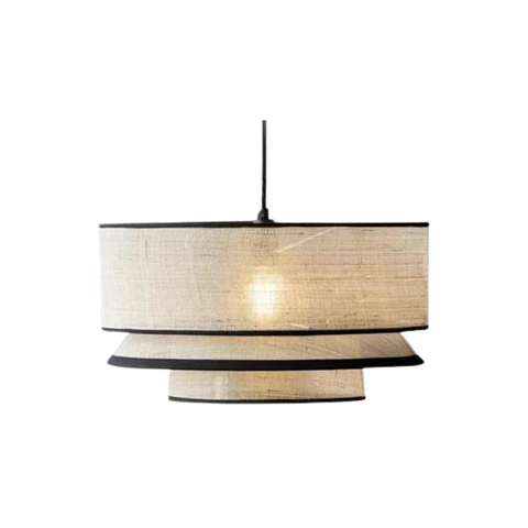 Pendant Light with Layered Linen and Floating Drum Shade