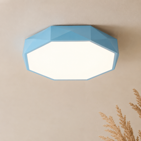 Faceted Geometric LED Flush-Mount Ceiling Light with Dimmable Option