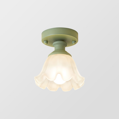 Glass Pumpkin Ceiling Light with Scalloped Shade