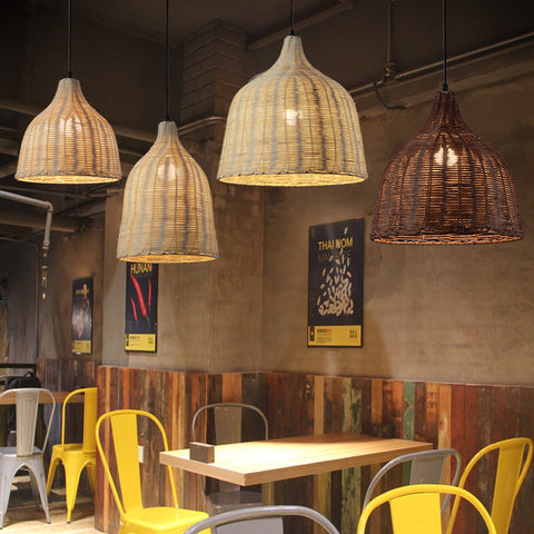 Tapered Rattan Basket Pendant Light