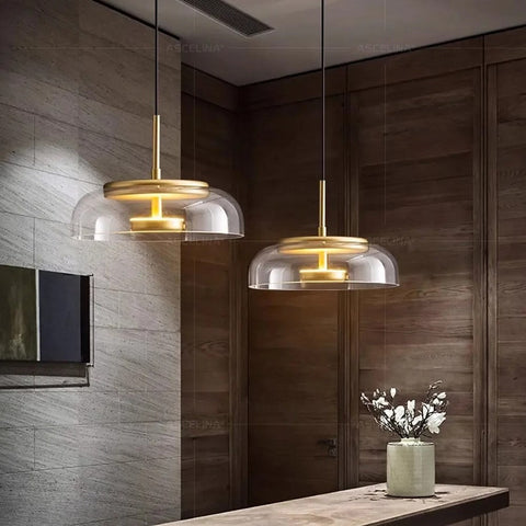 Contemporary Glass Disc Pendant Light for Kitchens and Dining Rooms