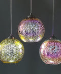 3D Firework Glass Pendant Light with Textured Globe Shade — product view