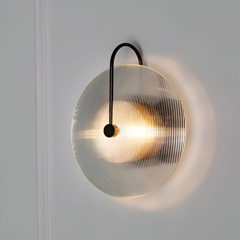 Wall Light with Ribbed Glass Disc and Loop Detail