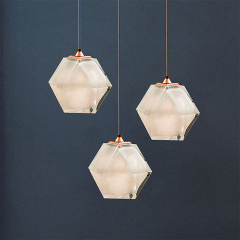 Geometric Glass Pendant Light with Faceted Shade