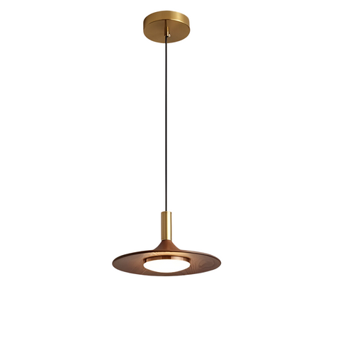 Pendant Light with Walnut-Finish Iron Shade