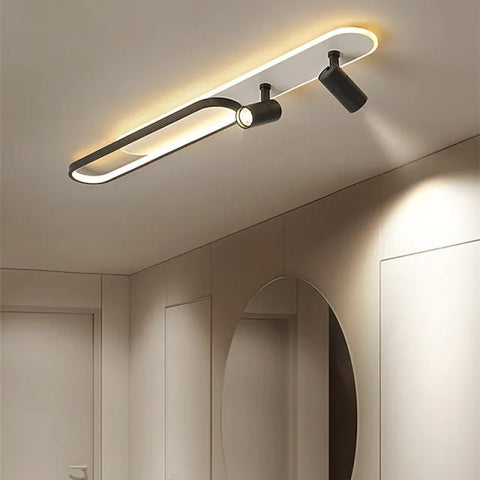 Linear LED Ceiling Light with Spotlights for Hallways and Living Rooms