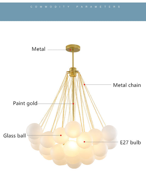 Glass Globe Chandelier for Living Room and Dining Room Lighting