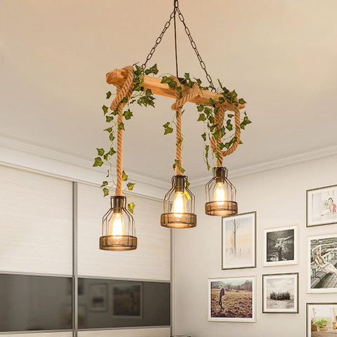 Rustic Wood Beam Pendant Light for Kitchen Island and Dining Room