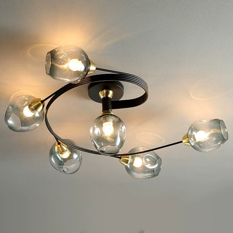 Glass Globe LED Flush Mount Ceiling Light for Dining Room Lighting