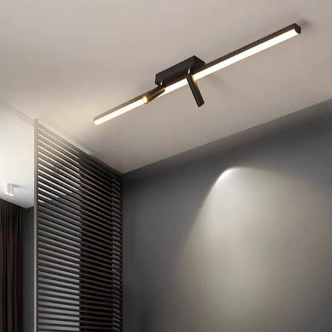 Linear LED Ceiling Light with Adjustable Spotlights for Living Rooms