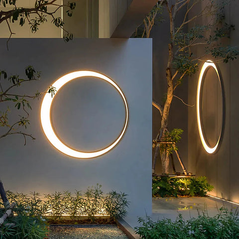 Modern Ring Outdoor Wall Light for Garden, Patio, and Entry Lighting
