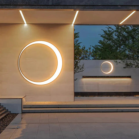 Modern Ring Outdoor Wall Light for Garden, Patio, and Entry Lighting