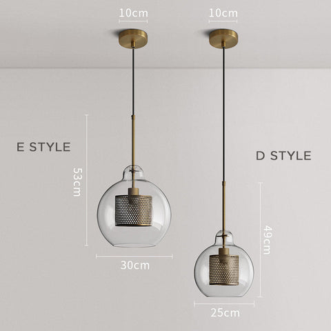 Glass Globe Cage Pendant Light for Kitchen Island and Dining Room