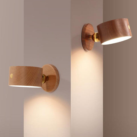 Rechargeable Magnetic Wood LED Wall and Night Light for Bedside Use