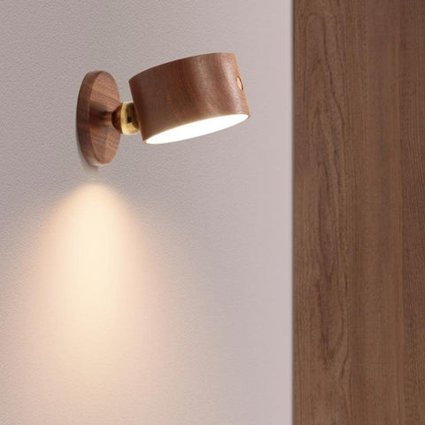 Rechargeable Magnetic Wood LED Wall and Night Light for Bedside Use