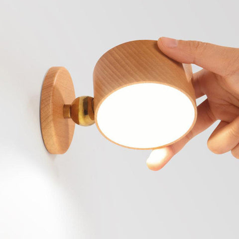Rechargeable Magnetic Wood LED Wall and Night Light for Bedside Use