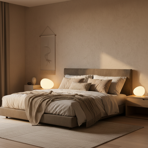 Table Lamp with Smooth Pebble Shape and Three Light Colors