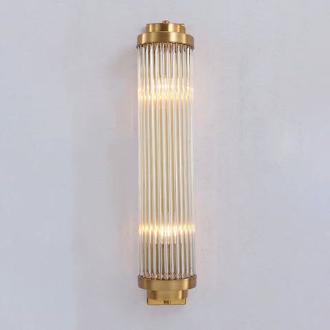 Modern Crystal Glass Wall Lamp with Gold Finish, 2 Lights, Indoor Accent Lighting for Bedroom and Living Room