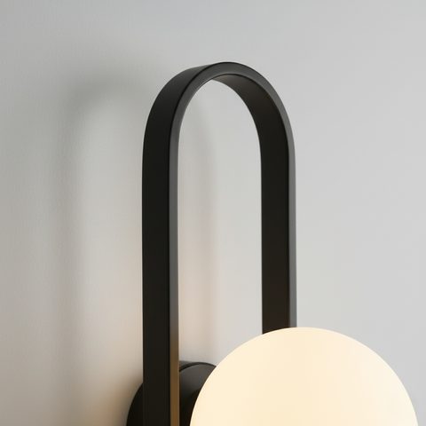 Wall Sconce with Oval Metal Frame and Glass Globe Shade