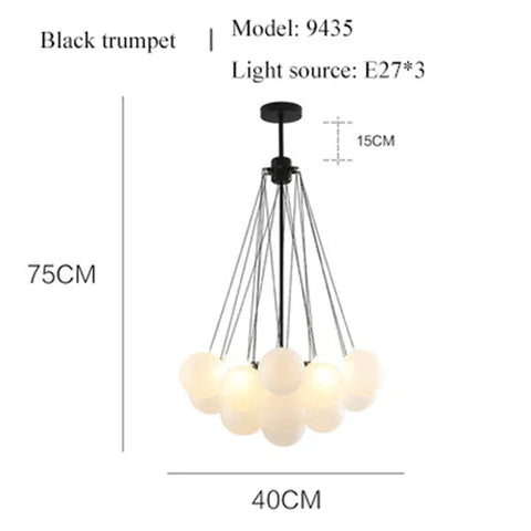 Frosted Glass Bubble Chandelier with Metal Frame
