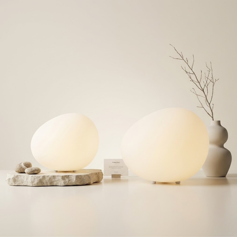 Table Lamp with Smooth Pebble Shape and Three Light Colors