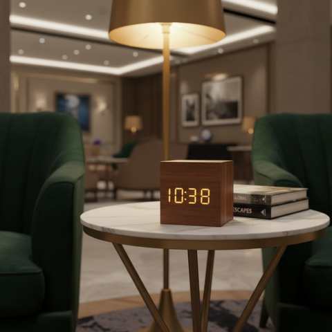 Digital Alarm Clock with Cube Design and Adjustable LED Display