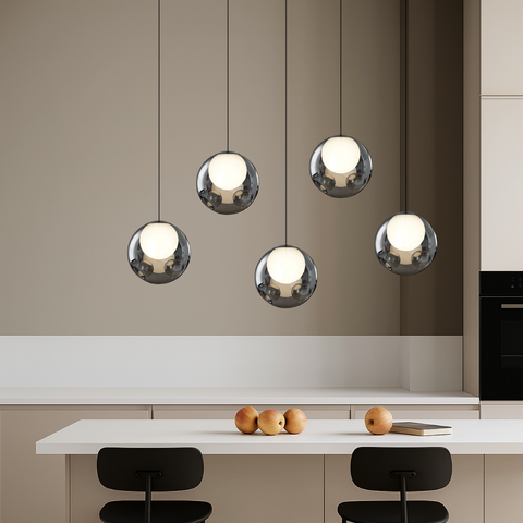 Smoked Glass Globe Pendant Light