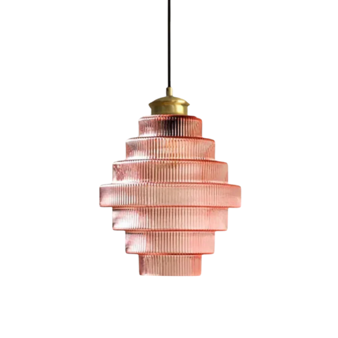 Tiered Ribbed Glass Pendant Light for Dining Rooms and Hallways