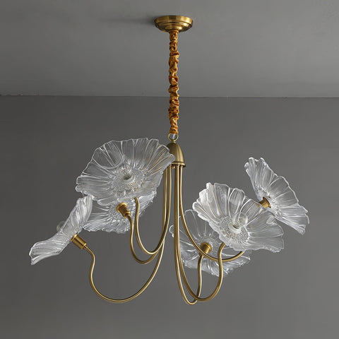 Glass Floral Chandelier with Sculpted Shades