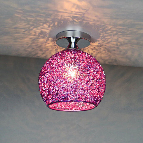 Textured Metal Semi-Flush Ceiling Light with Rounded Shade